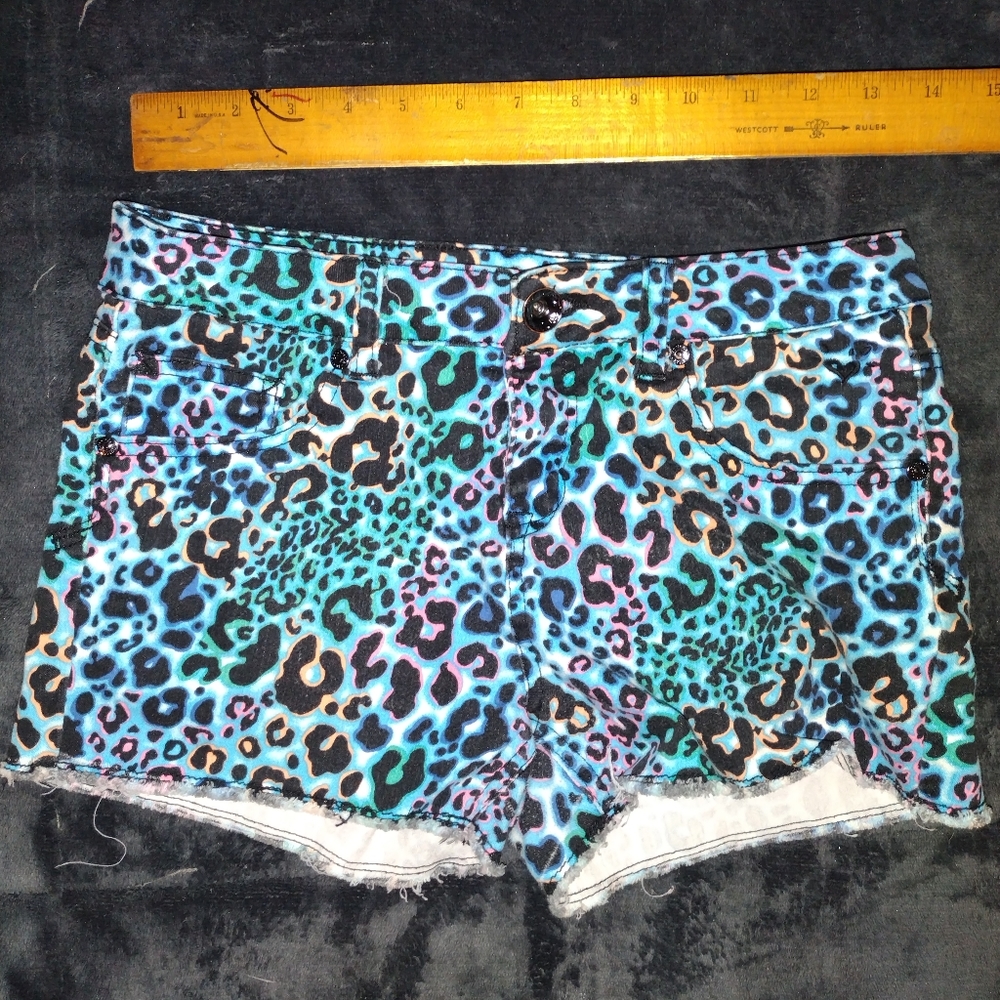 Justice Leopard Jean Shorts -size girls 16R